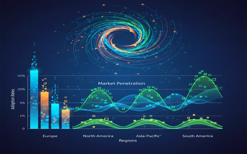 Graph showing digital radio adoption rates and market penetration across different regions