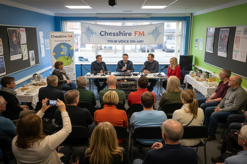 Community members gathered at Cheshire FM radio station event